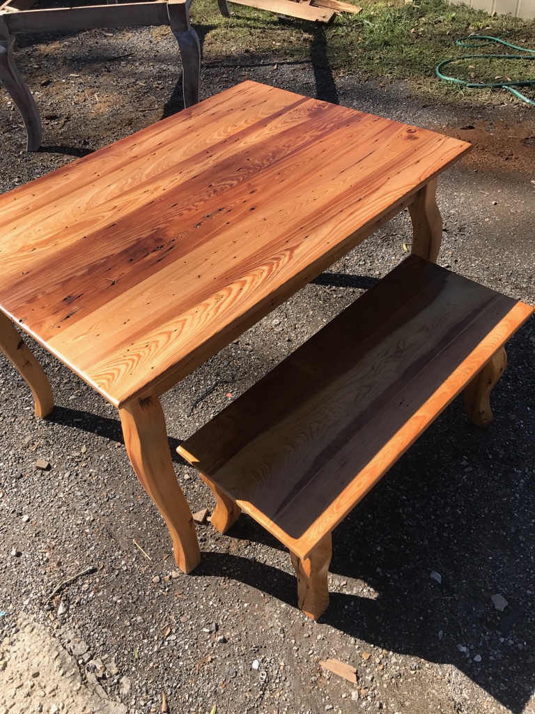 cypress table with bench