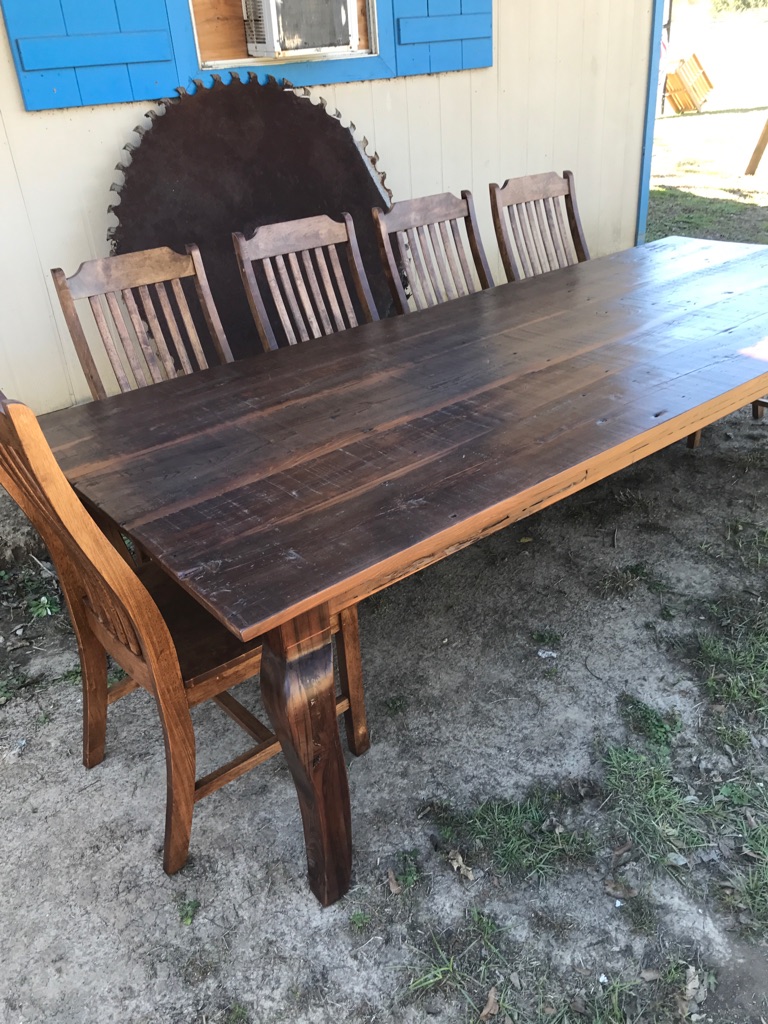 large cypress table and chairs