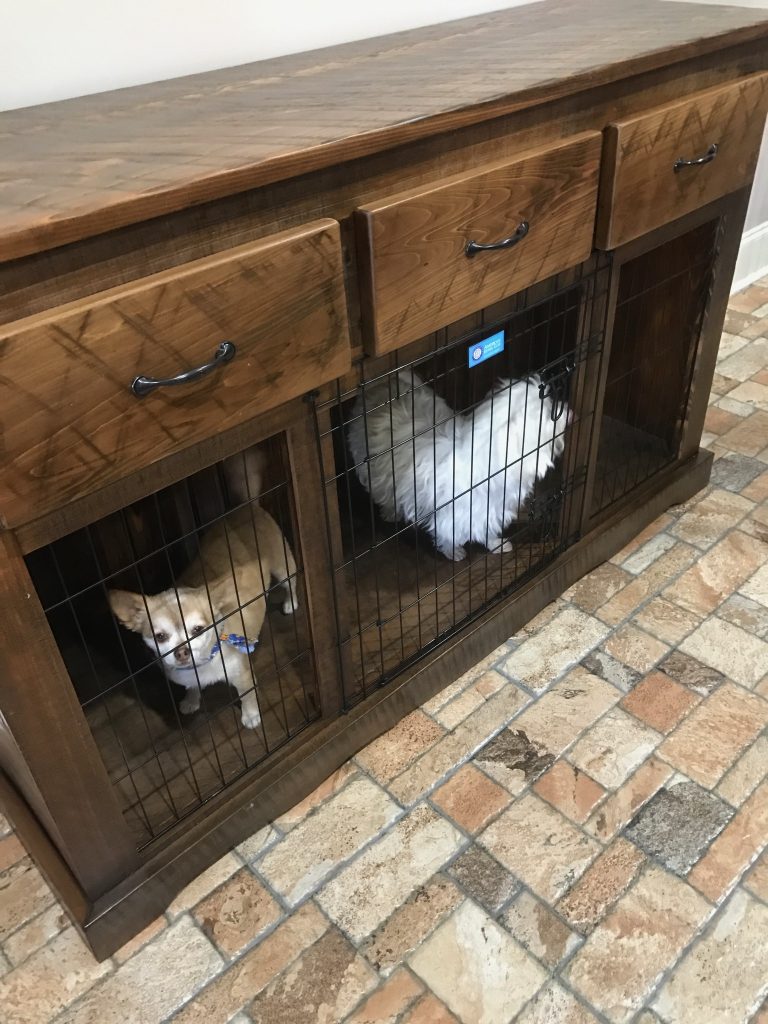 Table with Dog Kennel Underneath