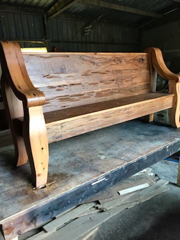 reclaimed cypress wood benches