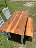 Antique Wooden Table with Bench