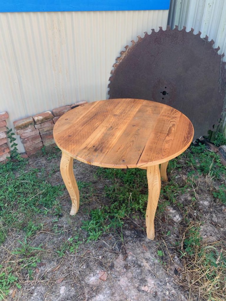 Round Lite Stained Wooden Table