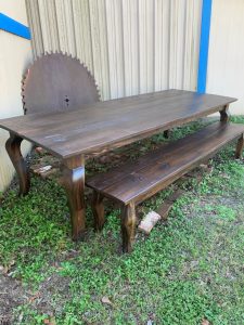 Wooden Table and Bench
