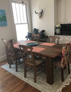 custom wooden table and chairs