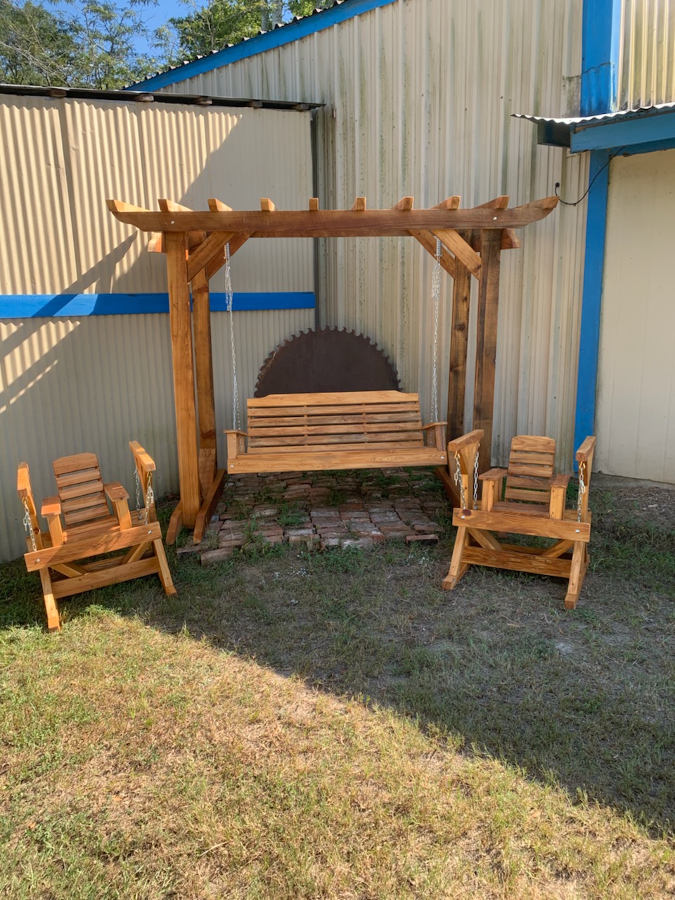 outdoor swings and chairs